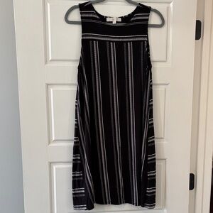 LOFT Black and White Striped Mini Dress